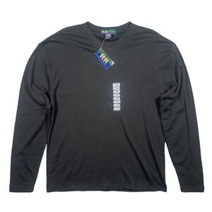 Vintage R&R Casuals Long Sleeve Shirt Mens XL Black New Ribbed V-Neck‎ Cotton